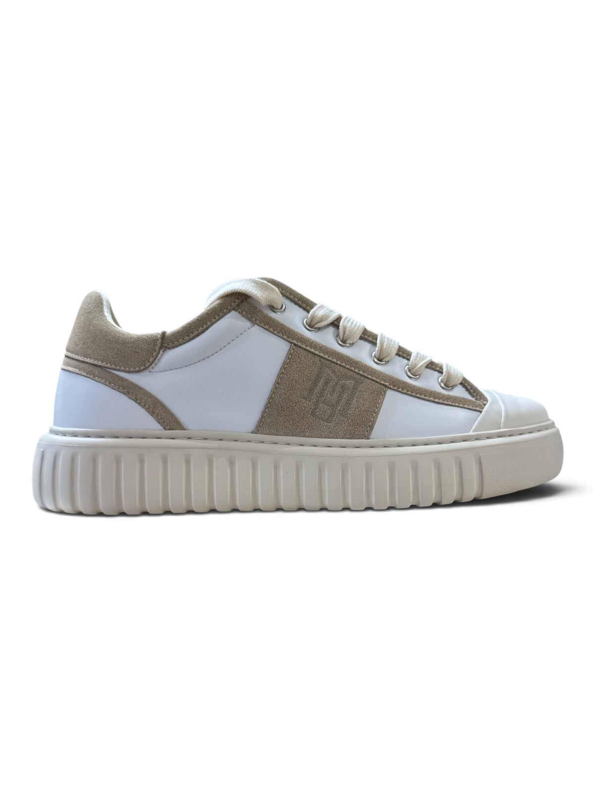 BRIAN MILLS Sneaker In Pelle e Dettagli in Camoscio Bianca/Beige