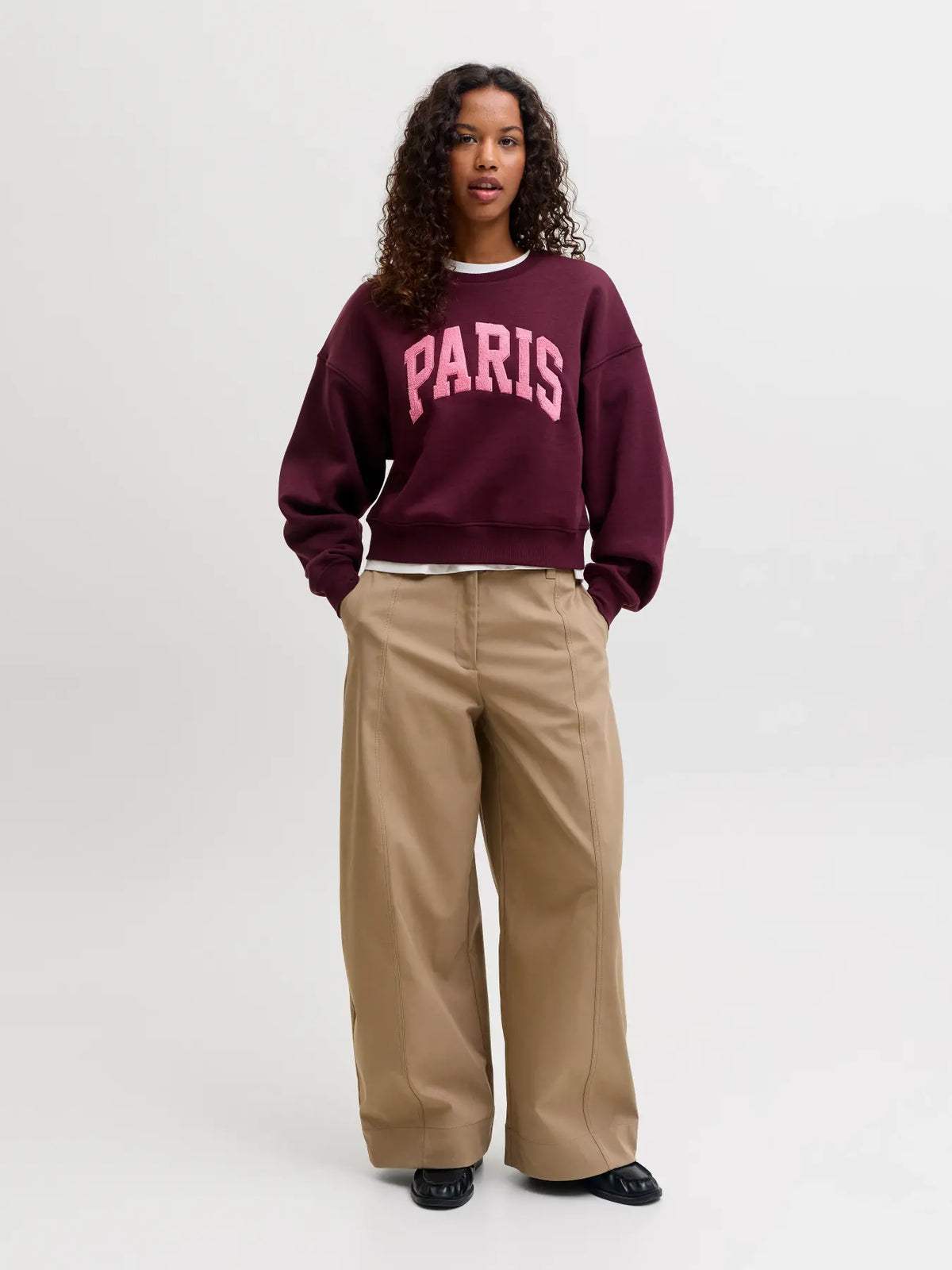 JJXX Jxtantum Terry Patch Felpa Girocollo Prugna donna AW26