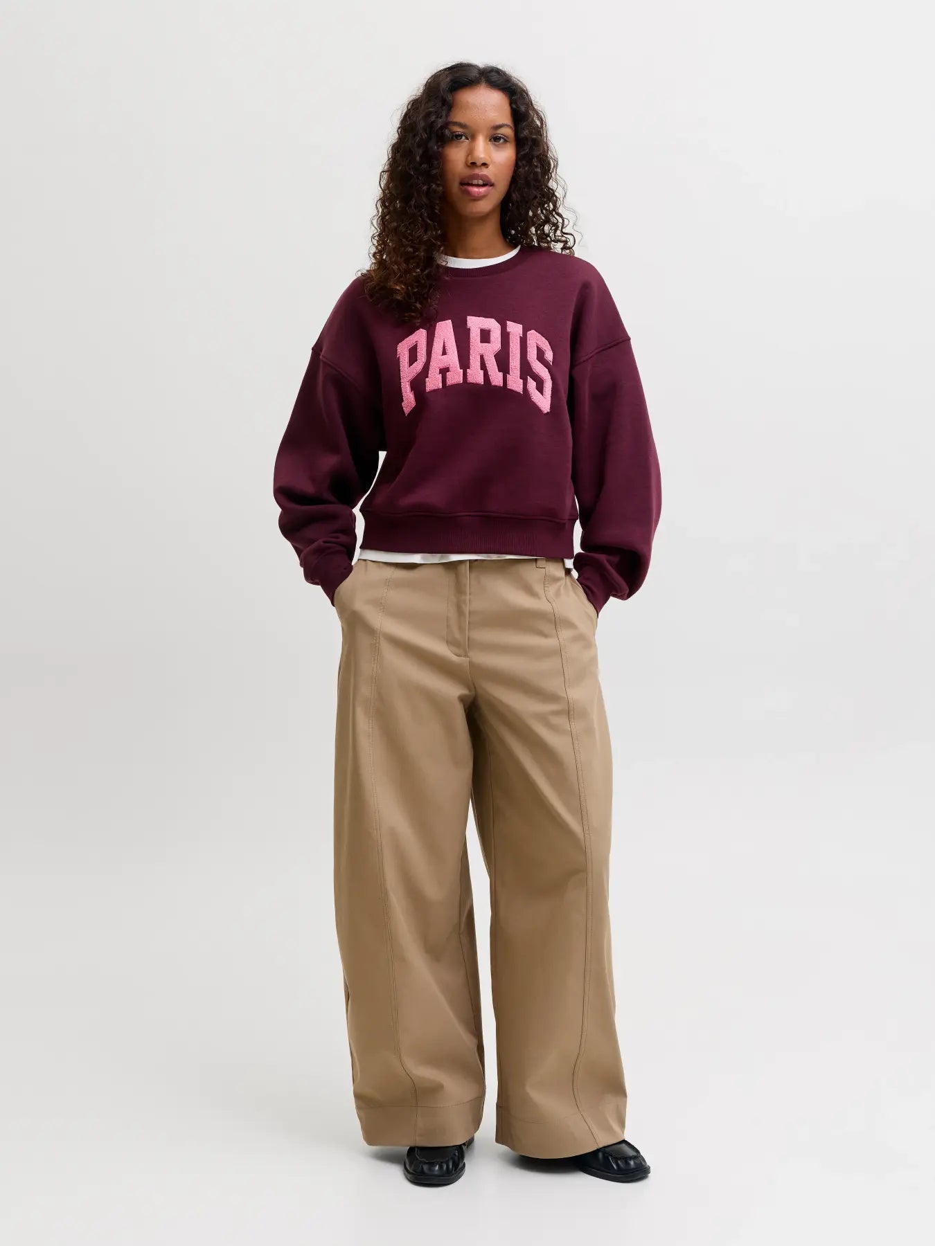 JJXX Jxtantum Terry Patch Felpa Girocollo Prugna donna AW26
