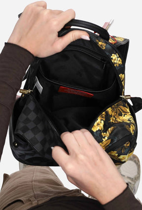 SPRAYGROUND Zaienetto In Pelle GOLD FLORAL REMIX SAVAGE Nero
