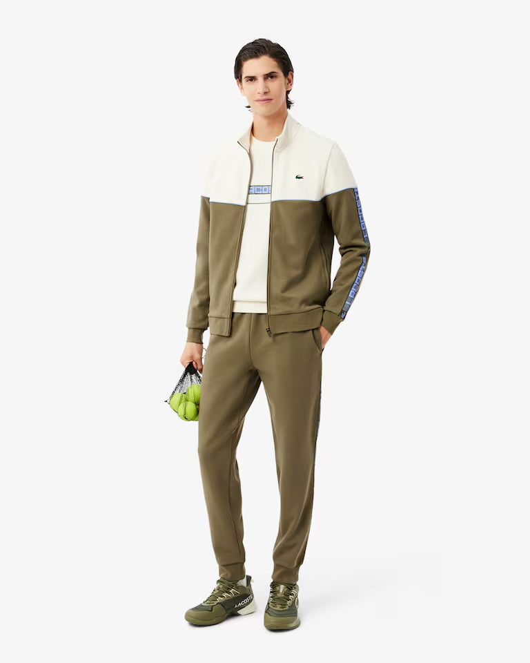 LACOSTE Tuta In cotone con banda laterale verde e beige