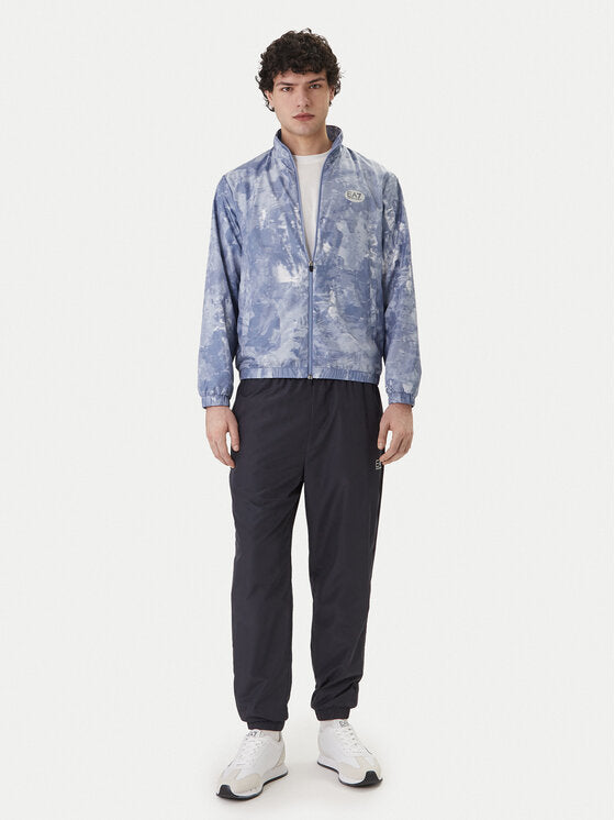EMPORIO ARMANI Tuta in Microfibra Con Zip Fantasia Sfumata Blu