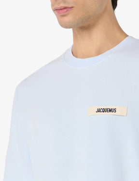 JACQUEMUS T-Shirt In Cotone Con Logo In Rilievo Azzurra