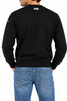 BLAUER Felpa Girocollo Con Logo Fronte e Manica Nero
