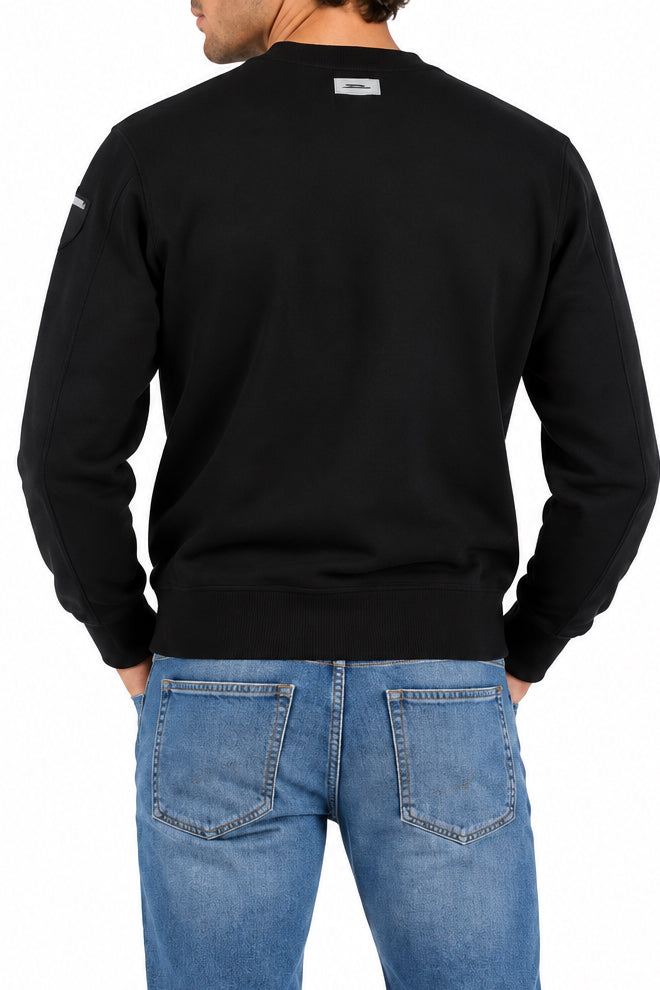 BLAUER Felpa Girocollo Con Logo Fronte e Manica Nero