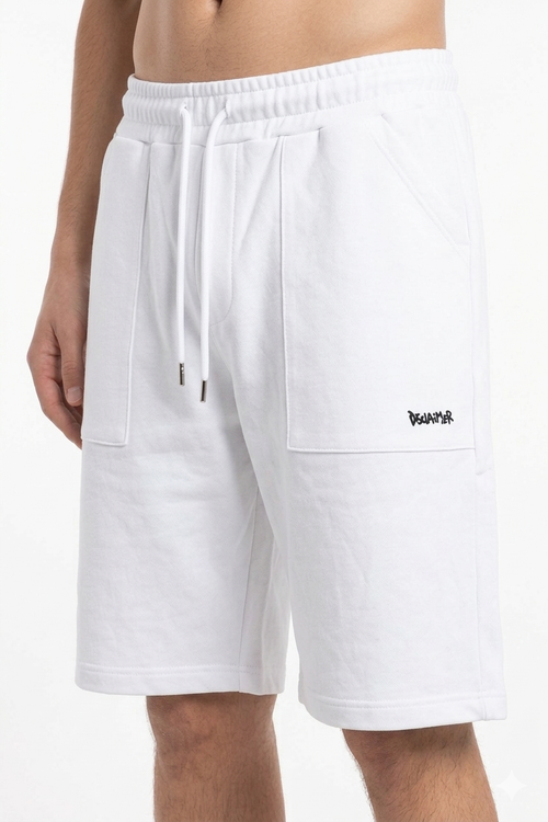 DISCLAIMER Pantaloncino Corto Logo Piccolo Bianco