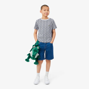 LACOSTE T-Shirt Monogram Bambino/Bambina Basic Grigia/Nera