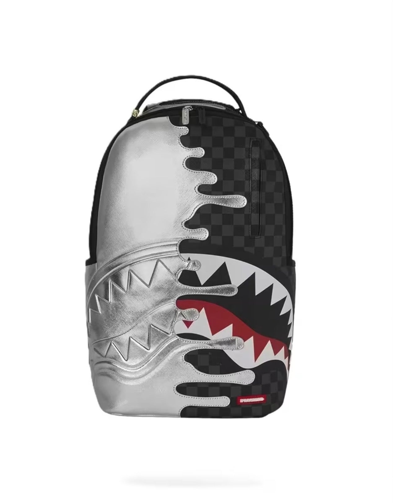 SPRAYGROUND Zaino Silver Side Drip Check Nero/Silver