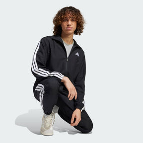 ADIDAS Tuta Microfibra Con Zip Senza Cappuccio Con Strisce Laterali Nera/Bianca