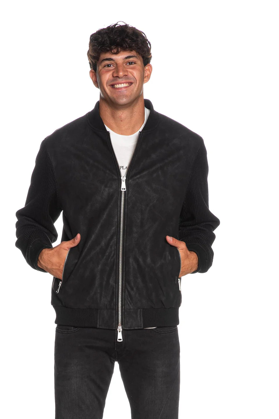 GIANNI LUPO Giacca Manica A Costine Nera