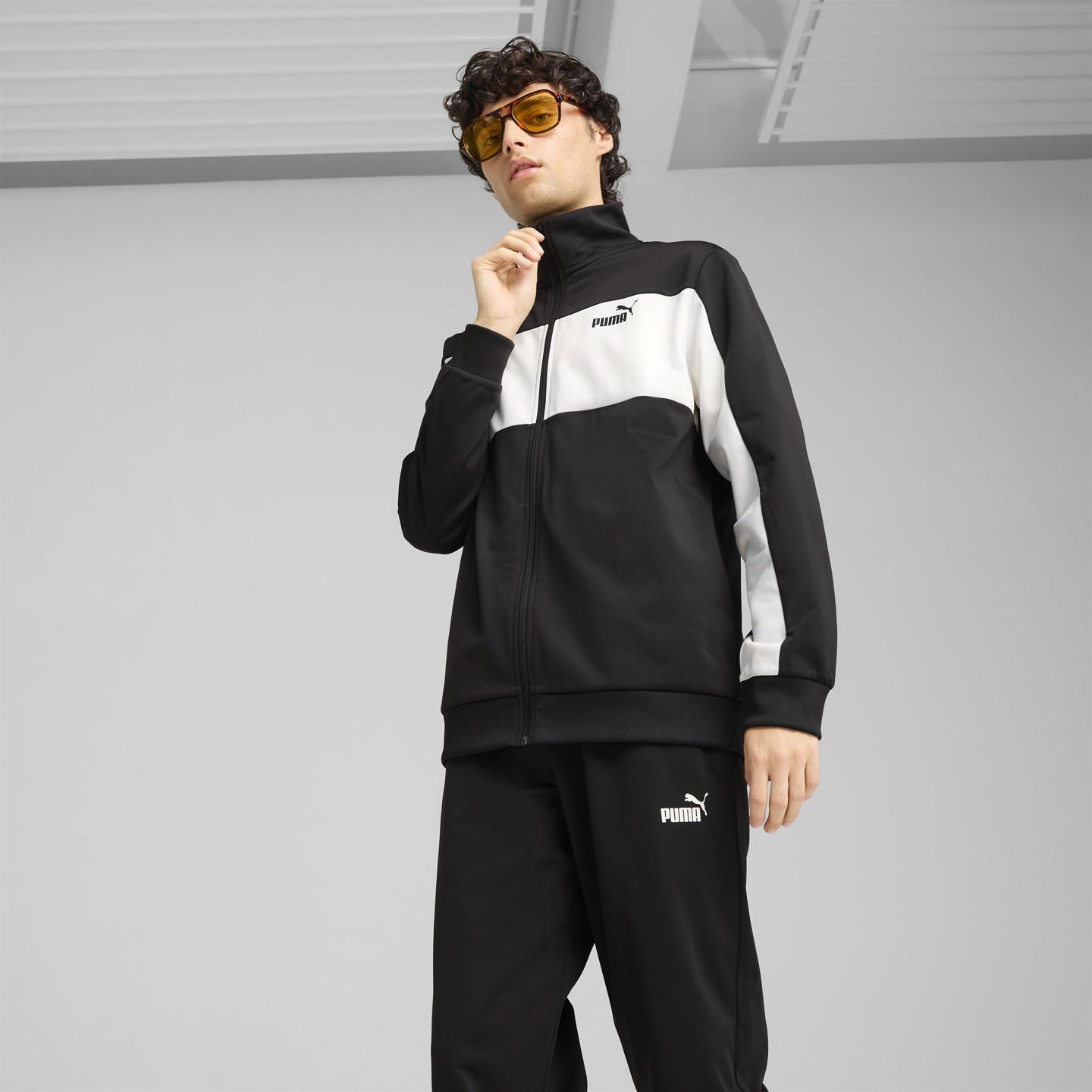 PUMA Tuta Completa Con Zip Acetata Nero/Bianco