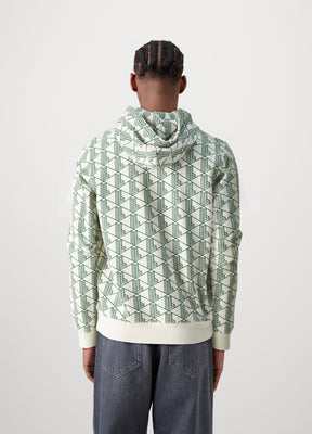 LACOSTE Felpa Monogram Con Cappuccio Beige/Verde