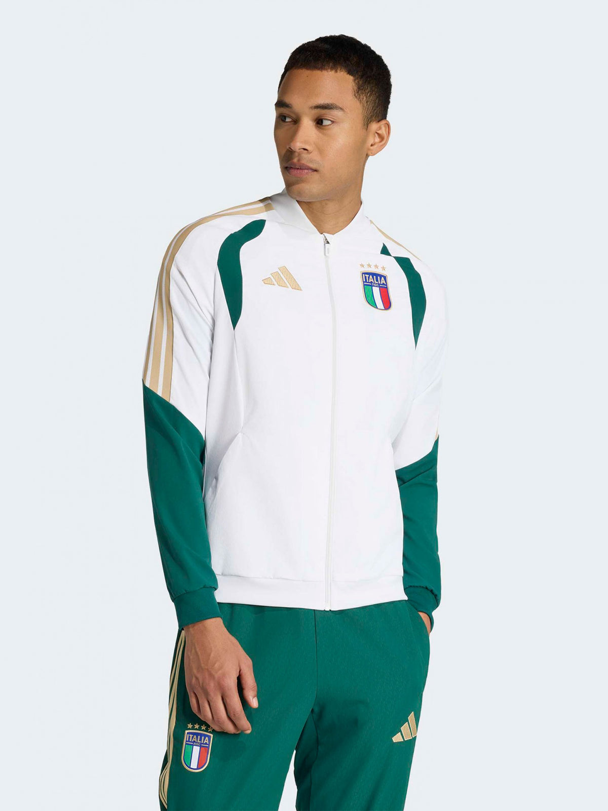 Adidas Tuta Completa Italia Uomo Verde Oro Microfibra