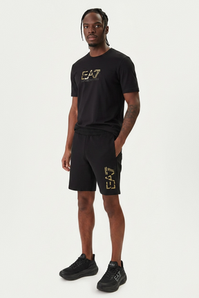 EMPORIO ARMANI Completino T-Shirt/Pantalonicno Con Logo Centrale Oro Nero