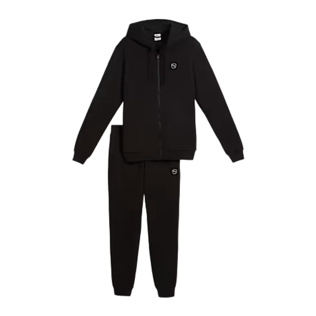 PUMA Tuta In Cotone Garzato Con Zip e cappuccio Nera