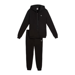 PUMA Tuta In Cotone Garzato Con Zip e cappuccio Nera