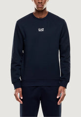EMPORIO ARMANI Felpa Girocollo In Cotone  Blu/Bianco
