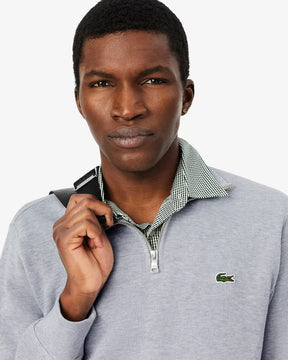 LACOSTE Felpa Interlock Collo Alto Mezza Zip Grigia