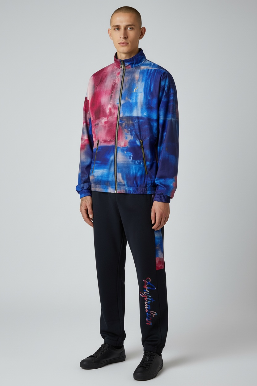 AUSTRALIAN Tuta Completa Double Face Limited Edition Senza Cappuccio Con Zip Oro Nero/Blu/Rosso