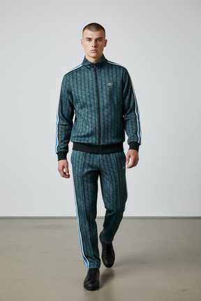 LACOSTE Tuta Leggera Monogram Con Zip Blu/Azzurro