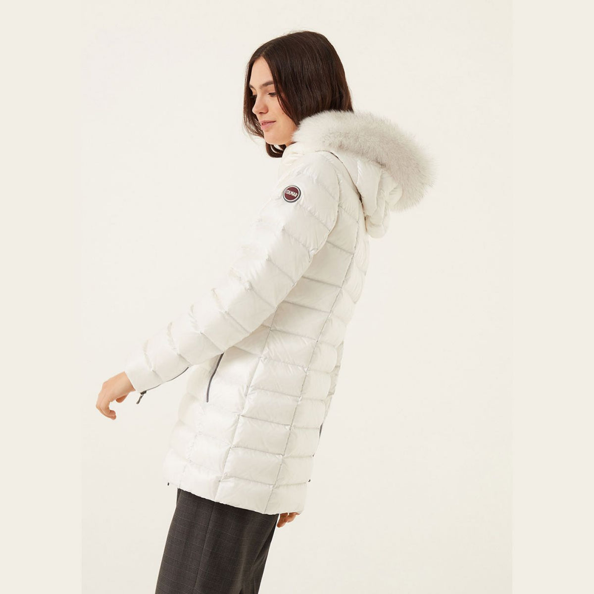 COLMAR DONNA GIUBBOTTO FASCIATO LUNGO CON PELLICCIA PANNA