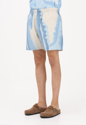 LACOSTE Completino Mare Mezze Maniche e Pantaloncino Costume Bianco/Azzurro