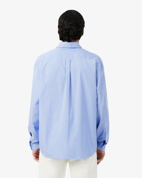 LACOSTE Camicia Regular Fit A Righe Blu/Bianco