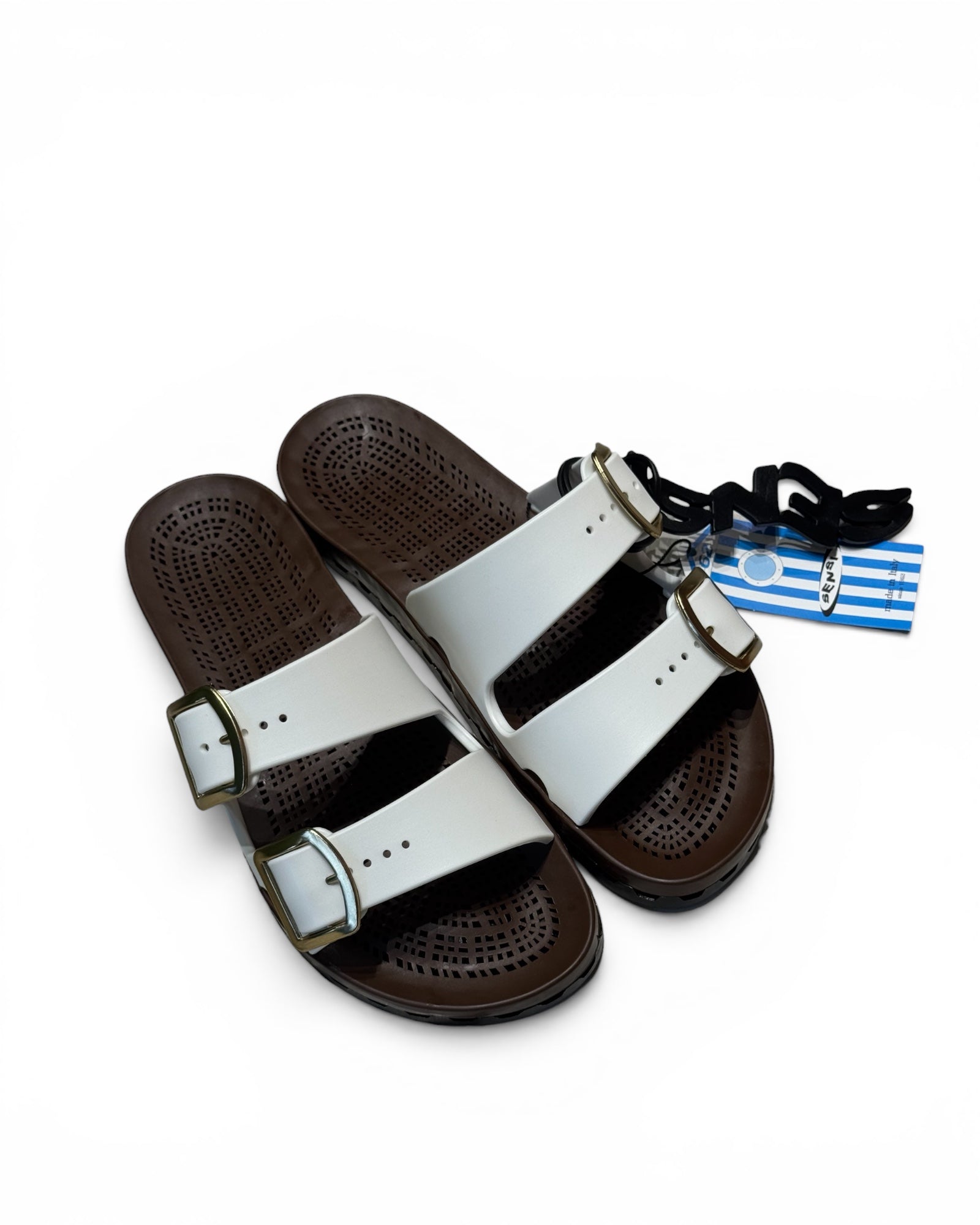 SENSI Ciabatta In Gomma Suola Marrone MOKA Bianco