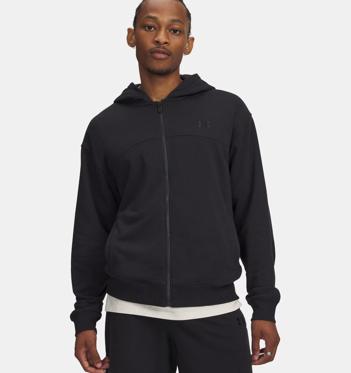 UNDER ARMOUR Tuta Completa Cotone Con Cappuccio e Zip Nero