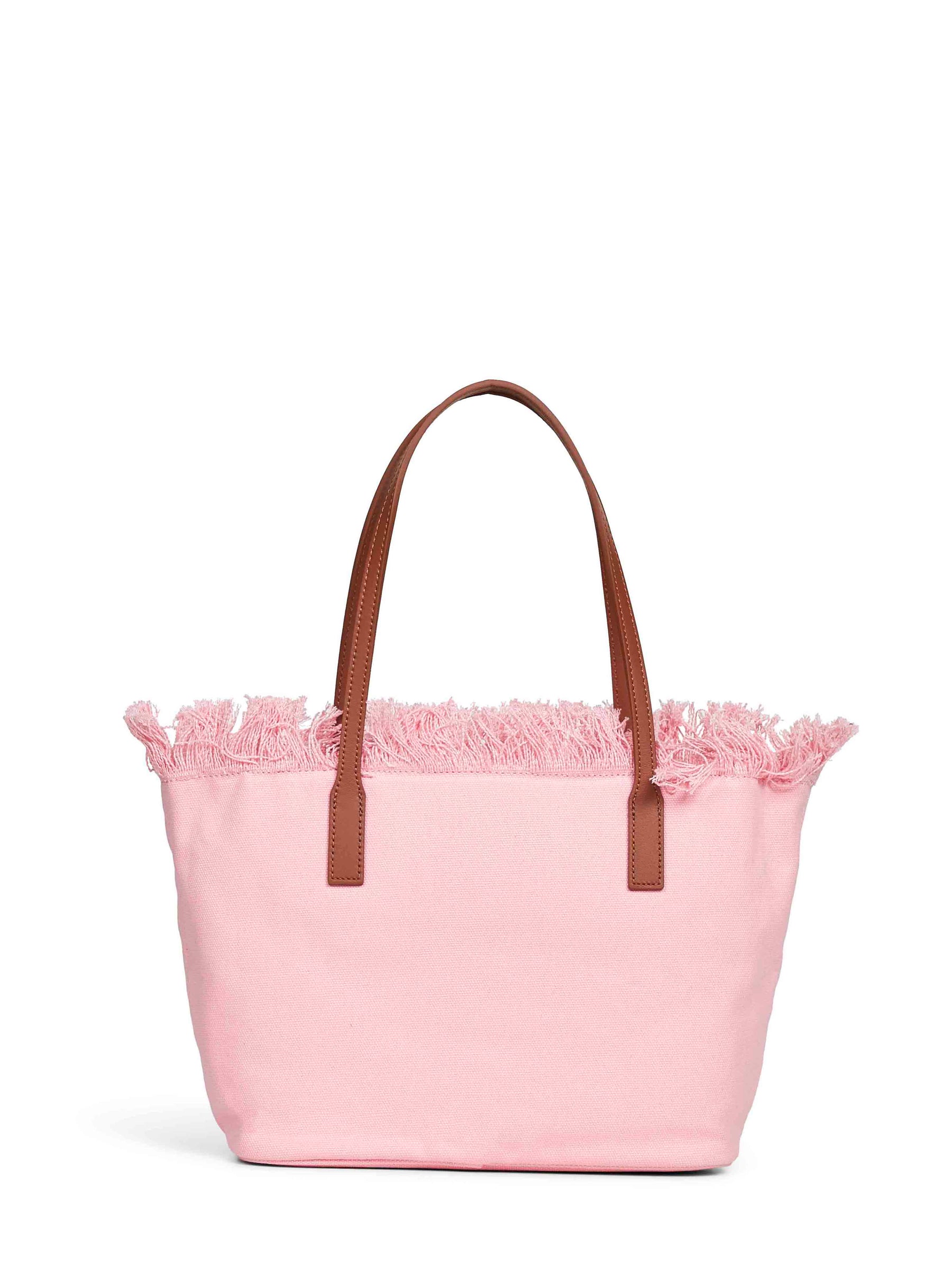 SAINT BARTH Borsa City Regular in canvas con chiusura a zip e frange Rosa