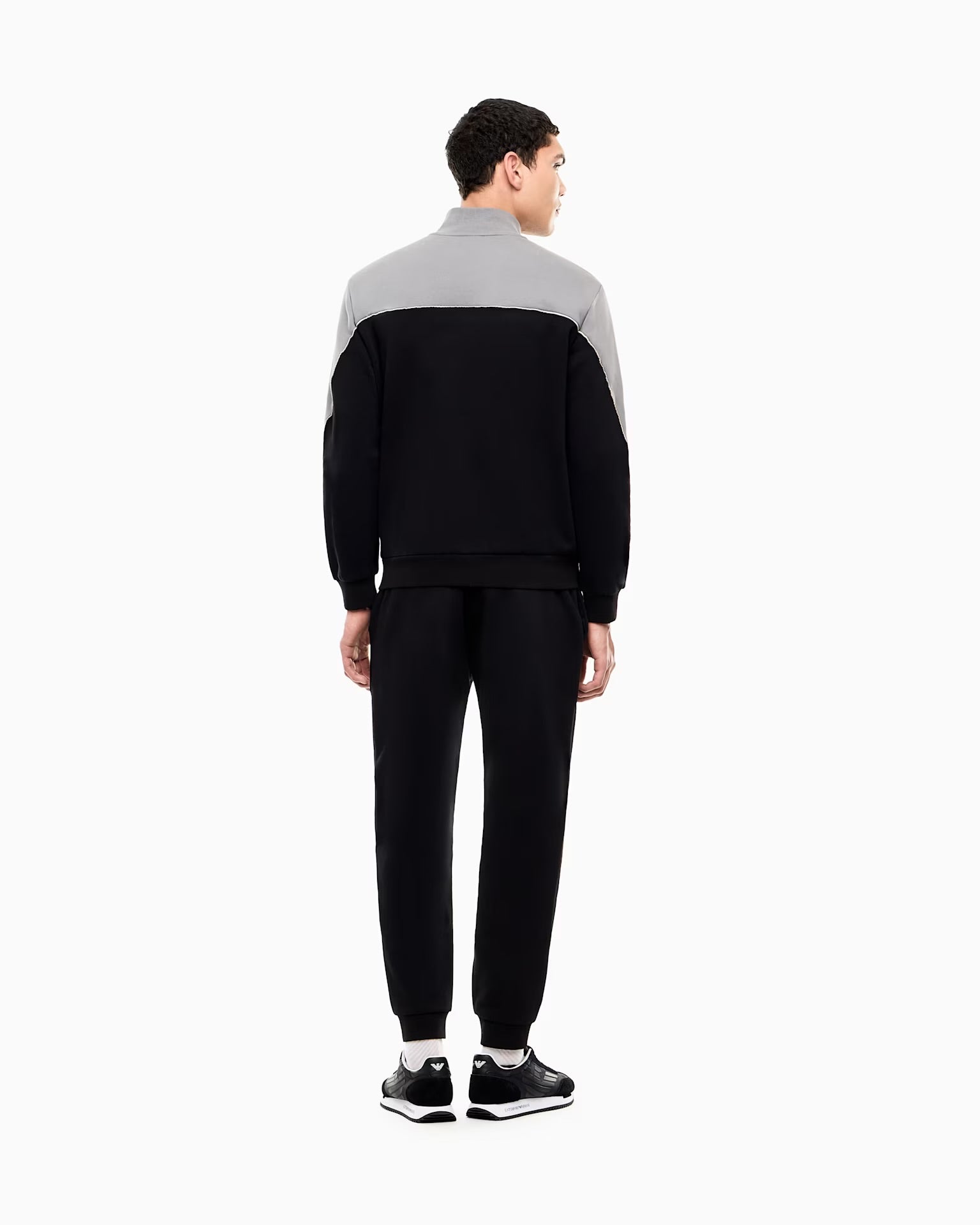 EMPORIO ARMANI Tuta Completa Con Zip Senza Cappuccio Nero/Grigio