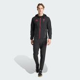 ADIDAS Tuta Liverpool Leggera In Microfibra Zip Rossa e Cappuccio Nera/Rossa