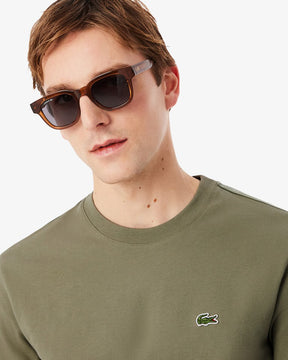 LACOSTE Completino Con Bande a Righe In Cotone Verde Cachi