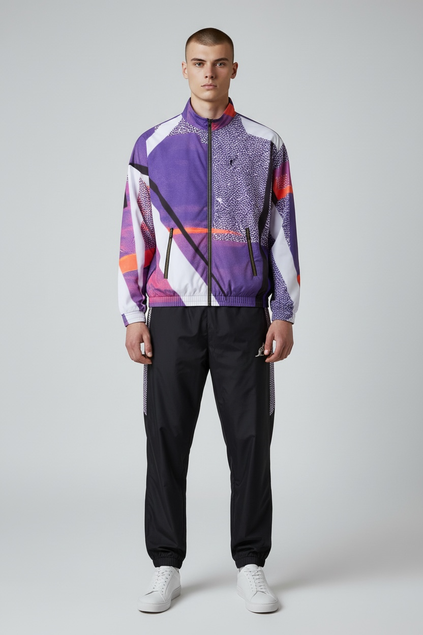 AUSTRALIAN Tuta Completa In Microfibra Con Zip Viola/Bianco SS26