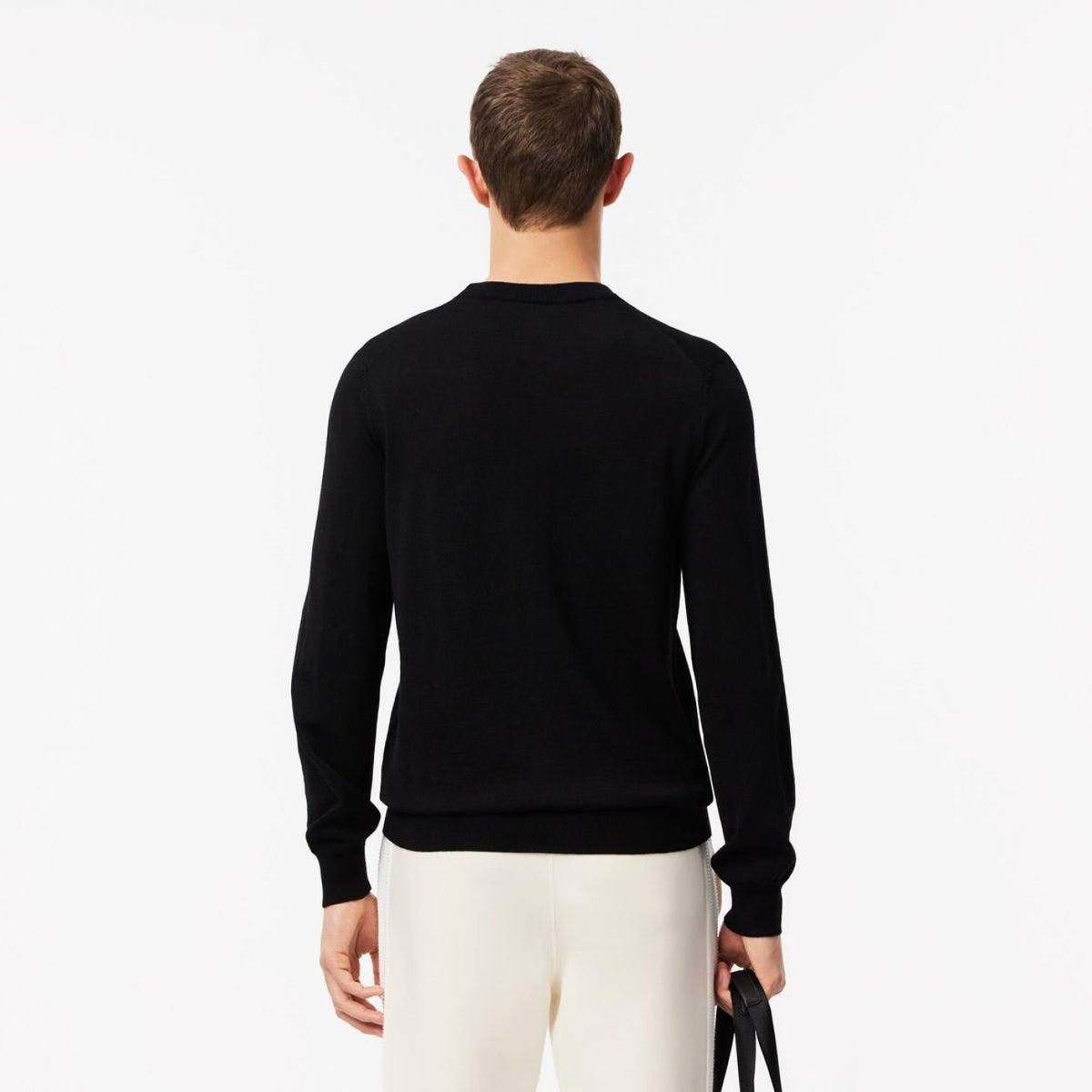 LACOSTE Pullover Girocollo Basic In Misto Lana Nero