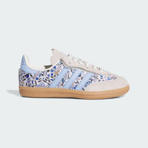 Adidas Samba “Liberty London” Bambina Con Laccio Elastico Floreale Beige Strisce Celesti
