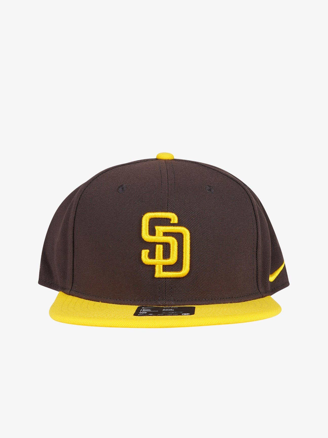 NIKE Cappello con visiera piatta san diego padres Marrone/Giallo Con Logo Ricamato