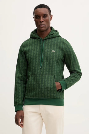 LACOSTE Felpa Monogram Con Cappuccio Verde
