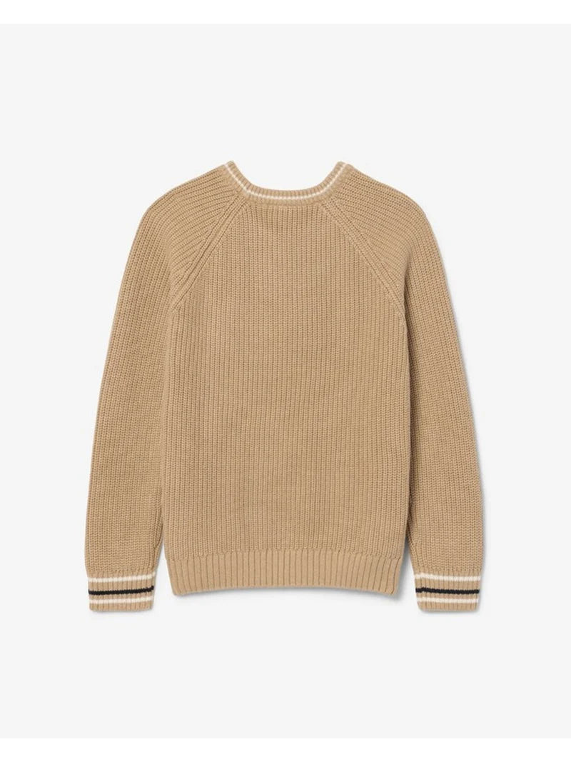 LACOSTE Maglioncino Bambino Beige Con Dettagli Ricamati Bianchi