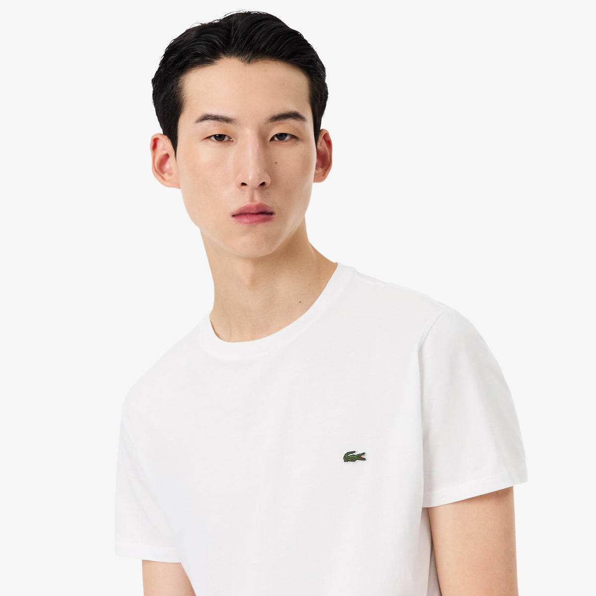 LACOSTE T-Shirt Basic in Cotone Pima Bianca