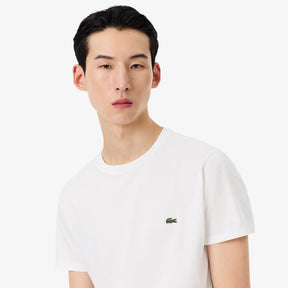 LACOSTE T-Shirt Basic in Cotone Pima Bianca