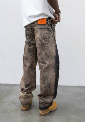 PRESENT DAY Jeans Ballon Over Size Slavato Nero/Marrone