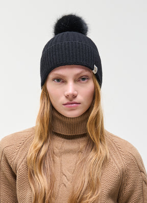 COLMAR Berretto Donna Con Pon Pon Nero
