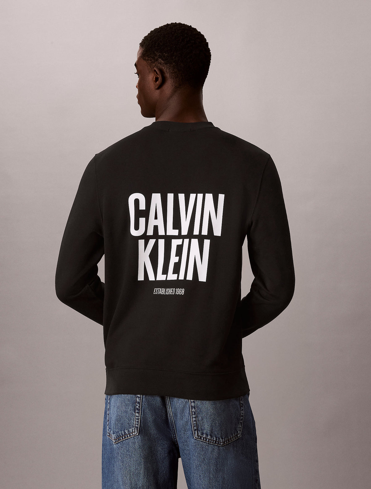 CALVIN KLEIN Felpa Girocollo Felpa In Spugna Di Cotone Con Logo Nero
