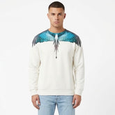 COUNTY OF MILAN Felpa Girocollo Marcelo Burlon Panna Con Ali Azzurre