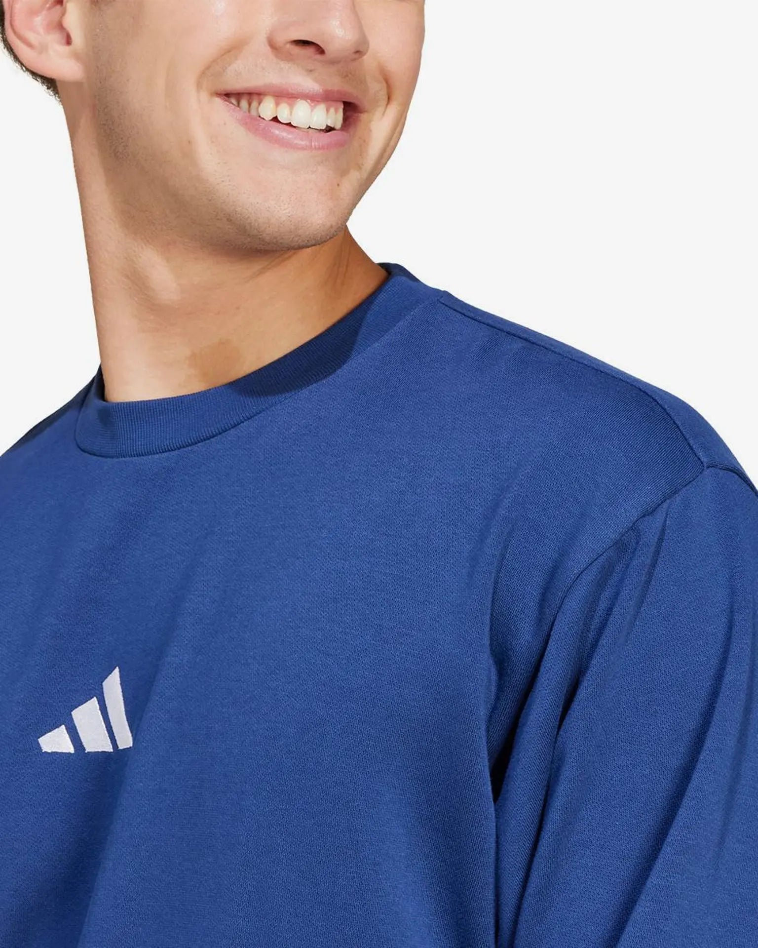 ADIDAS Felpa Girocollo in Cotone Blu Elettrico