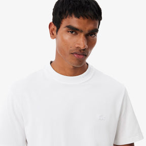 LACOSTE T-Shirt In Piquè Con Marchio Jaquard Command Bianco