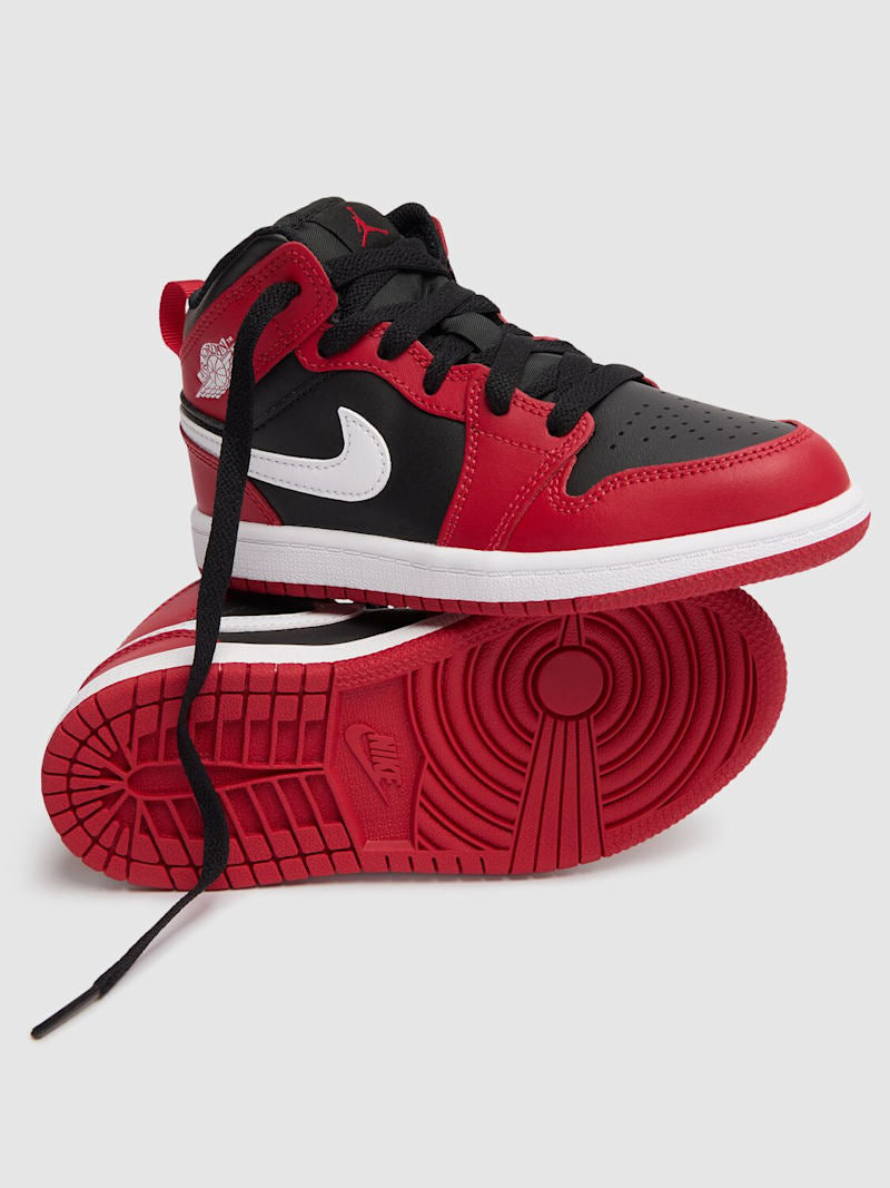 Air Jordan 1 Mid Con Logo Bianco Rossa/Nera/Bianca