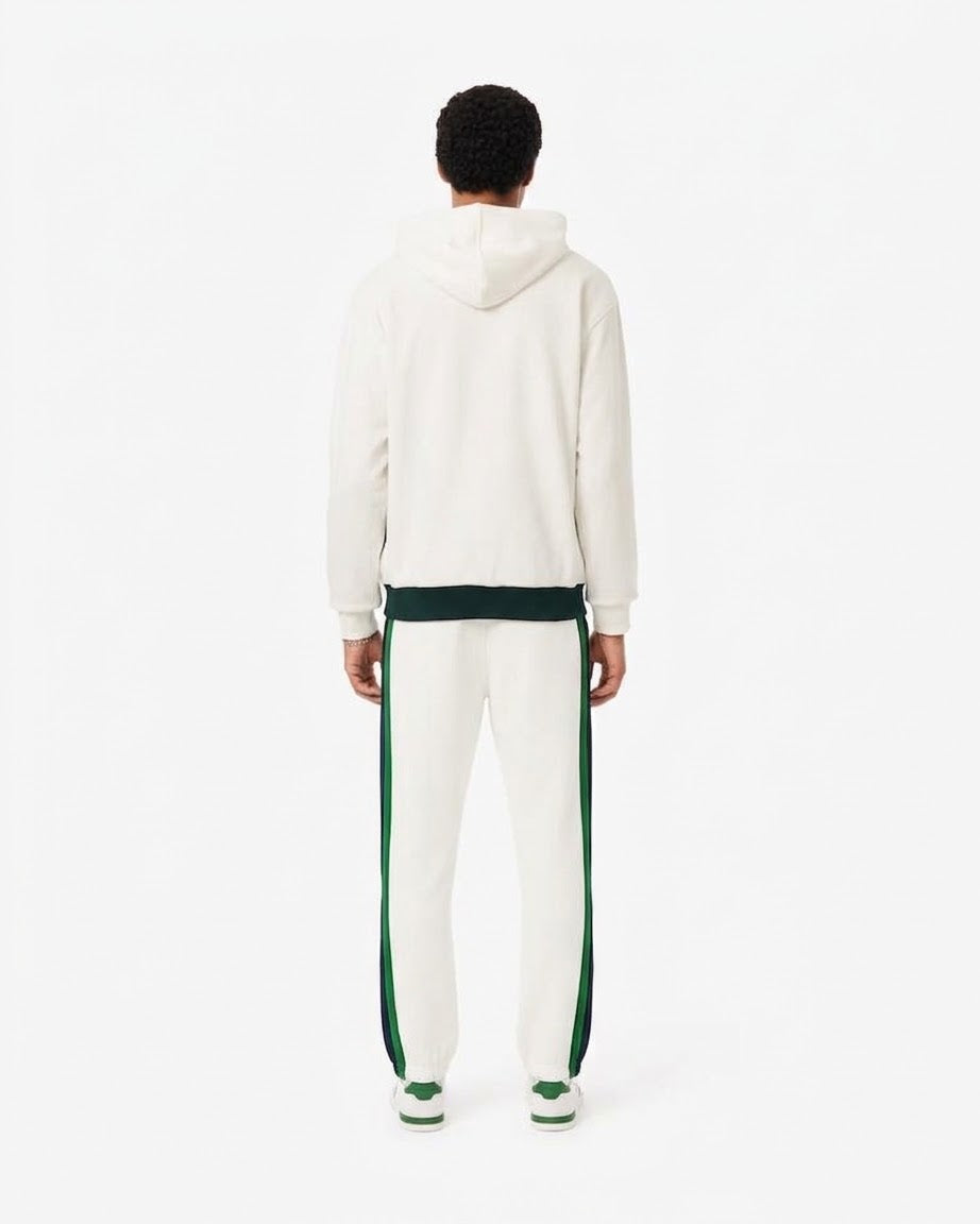 LACOSTE Tuta In Cotone Garzato Con Bande Bianca/Verde
