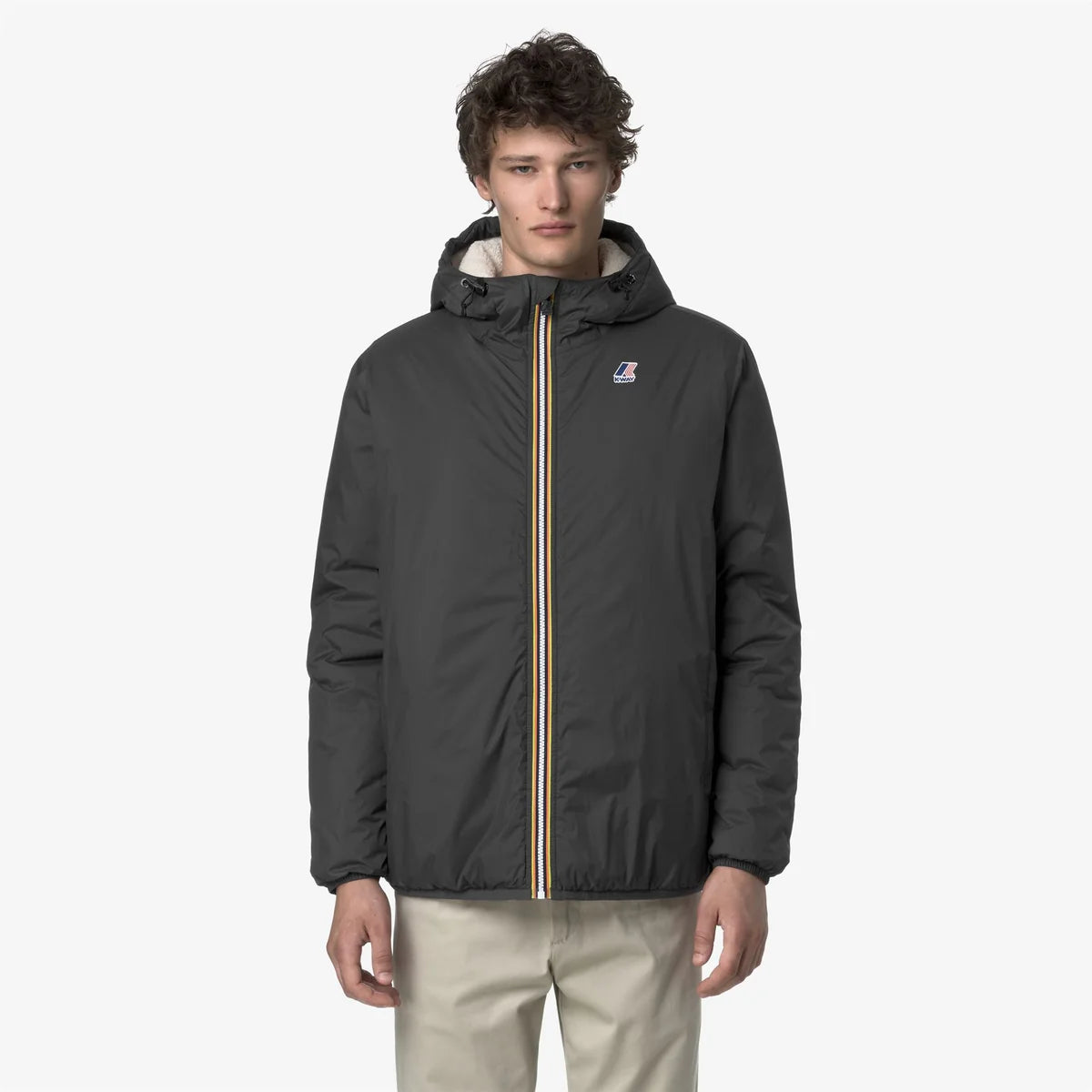 K-WAY Giubbotto Impermeabile Claude Con Cappuccio Grigio